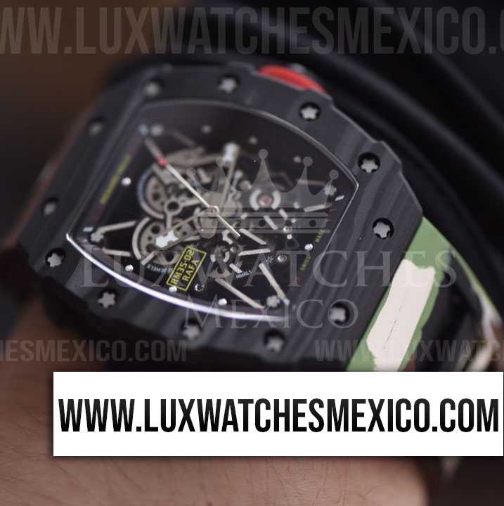 Richard Mille RM035 02 Rafael Nada Dial de Esqueleto Mejor Edici n con Correa de Caucho de Camuflaje Verde