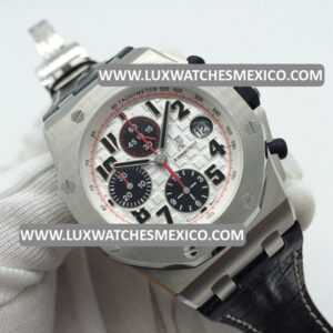 Royal Oak Offshore Chronograph de Acero Inoxidable Mejor Edición Dial Blanco con Correa de Cuero Negro