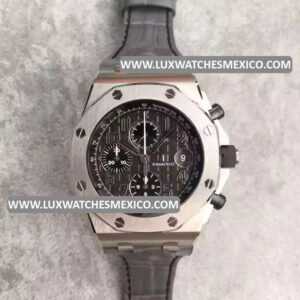 Royal Oak Offshore Chronograph de Acero Inoxidable Mejor Edición Dial Gris con Correa de Cuero Negro