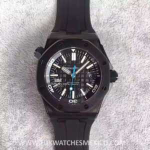Royal Oak Offshore Diver de Acero Inoxidable Mejor Edición Dial Negro Bisel Negro con Correa de Caucho Negro