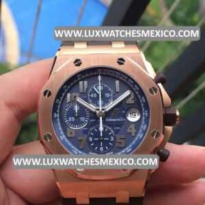 Royal Oak Offshore Pride Of Argentina Laminado en Oro Rosa de 18k Mejor Edición con Correa de Cuero Marrón