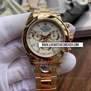 Rolex Daytona 116508 con Laminas de Oro Amarillo de 18k Mejor Edición Dial Blanco