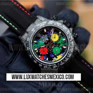 Rolex Daytona DIW de Fibra de Carbono Mejor Edición Dial Colorido con Correa de Nylon Negro