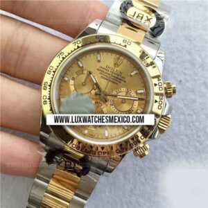 Rolex Daytona 116523 de Acero Inoxidable con Laminas de Oro Amarillo de 18k Mejor Edición Dial y Bisel con Laminas de Oro Amarillo