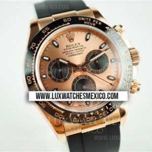 Rolex Daytona 116515 con Laminas de Oro Rosa de 18k Mejor Edición Dial Dorado con Correa de Caucho Negro
