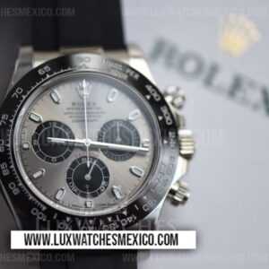 Rolex Daytona 116519 de Acero Inoxidable Mejor Edición Dial Gris con Correa de Caucho Negro