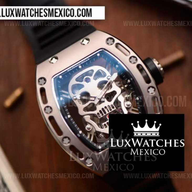 Richard Mille RM 52-01 Titanium Tourbillon Mejor Edición de Esqueleto Calavera con Correa de Caucho Negro - Luxwatches México