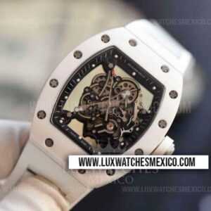 Richard Mille RM055 Bubba Watson Mejor Edición Dial de Esqueleto con Correa de Caucho Blanco