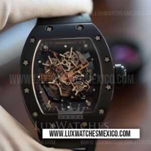 Richard Mille RM035 Rafael Nadal Black Toro Oro Rosa de 18k Dial de Esqueleto Mejor Edición con Correa de Caucho Negro