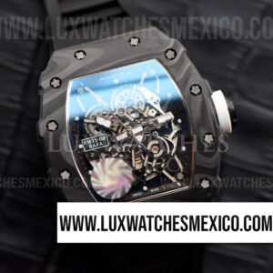 Richard Mille RM035-02 de Titanio Laminado en PVD Mejor Edición Dial de Esqueleto con Correa de Caucho Negro