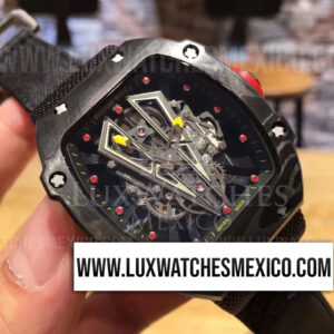 Richard Mille RM027-03 Rafael Nadal Laminado en PVD Mejor Edición Dial de Esqueleto con Correa de Nylon Negro