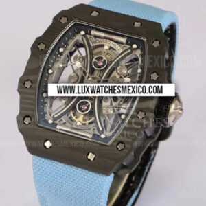 Richard Mille RM 53-01 Tourbillon Pablo Mac Donough de Carbono Mejor Edición con Correa de Nylon Azul