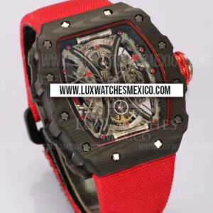 Richard Mille RM53-01 Tourbillon Pablo Mac Donough de Fibra de Carbono Mejor Edición con Correa de Nylon Rojo