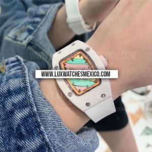 Richard Mille RM07-03 Automatic Marshmallow Mejor Edición Dial Colorido Correa de Caucho Blanco