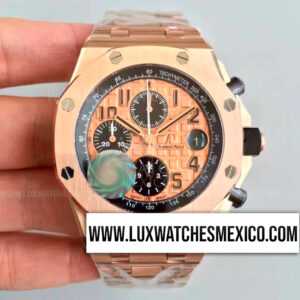 Royal Oak Offshore Chronograph con Laminas de Oro Rosa de 18k Mejor Edición con Pulsera Laminada de Oro Rosa de 18k