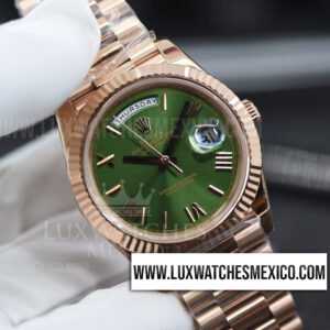 Rolex Day-date 40mm 228235 con Laminas de Oro Amarillo de 18k Mejor Edición Dial Verde con Pulsera Presidente