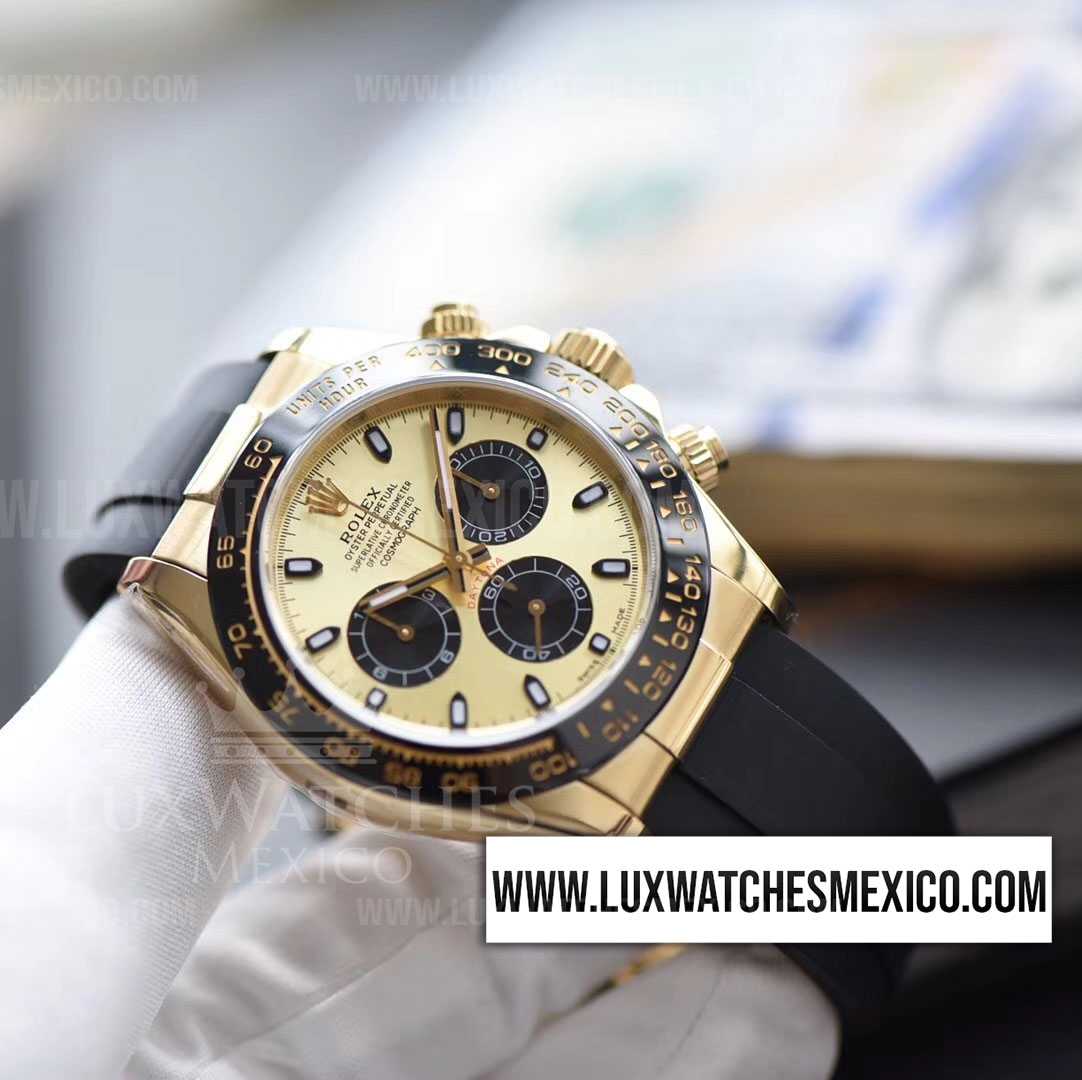 Rolex Daytona Limoncello 116518LN con Laminas de Oro Amarillo de 18k Mejor Edici n con Correa de Caucho Negro