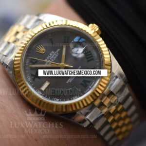 Rolex DateJust 41mm 126334 de Acero Inoxidable con Laminas de Oro Amarillo de 18k  Mejor Edición Dial Gris con Pulsera Jubilee