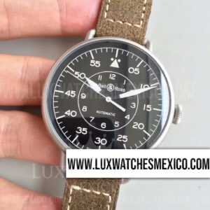Bell & Ross WW1-92 Military Vintage de Acero Inoxidable Mejor Edición Dial Negro con Correa de Cuero Marrón