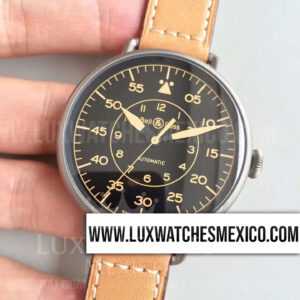 Bell & Ross Vintage WW1-92 Heritage de Acero Inoxidable Mejor Edición Dial Negro con Correa de Cuero Marrón