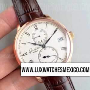Glashutte Original Senator Chronometer con Laminas de Oro Rosa de 18k Mejor Edición Dial Blanco con Reserva de Energía