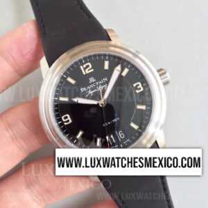 Blancpain Léman Aqua Lung Big Date de Acero Inoxidable Mejor Edición Dial Negro con Correa de Cuero Negro