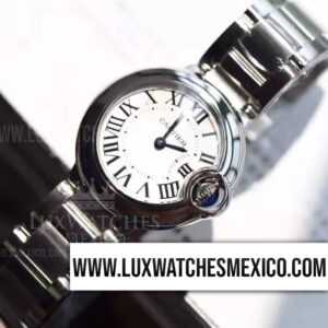 Cartier Ballon Bleu 33 mm de Acero Inoxidable Mejor Edición Dial Blanco Texturizado con Pulsera de Acero Inoxidable