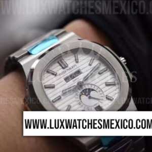 Patek Philippe Nautilus Annual Calendar 5726/1A de Acero Inoxidable Mejor Edición Dial Blanco con Pulsera de Acero Inoxidable