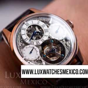 Zenith Chronomaster El Primero Tourbillon Skeleton Laminado de Oro Rosa de 18k Mejor Edición Dial de Esqueleto con Correa de Cuero Marrón