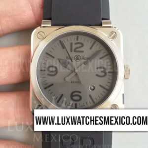 Bell & Ross BR03-92 Horoblack de Acero Inoxidable Mejor Edición Dial Gris con Correa de Caucho Negro