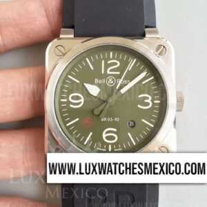 Bell & Ross BR03-92 de Acero Inoxidable Mejor Edición Dial Verde con Correa de Caucho Negro