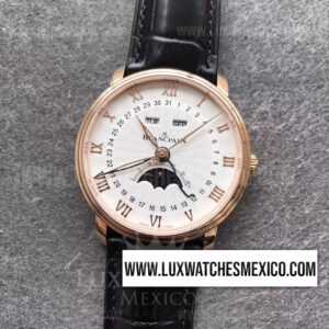 Blancpain Villeret Quantieme Laminado de Oro Rosa de 18k Mejor Edición Dial Blanco con Correa de Cuero Negro