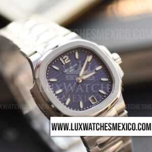 Patek Philippe Nautilus Ladies 7118 de Acero Inoxidable Mejor Edición Dial Azul con Pulsera de Acero Inoxidable