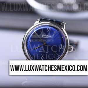 Glashutte Original Senator Sixties de Acero Inoxidable Mejor Edición Dial Azul Marino con Correa de Cuero Azul
