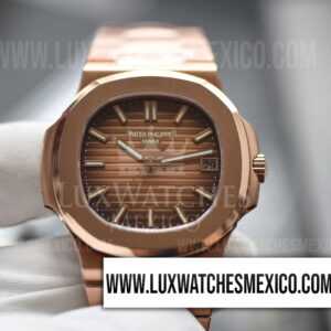 Patek Philippe Nautilus 5711R Laminado de Oro Rosa de 18k Mejor Edición Dial Marrón con Pulsera de Acero Inoxidable