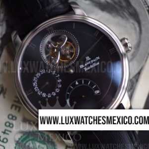 Blancpain Villeret Tourbillon de Acero Inoxidable Mejor Edición Dial Negro con Correa de Cuero Negro