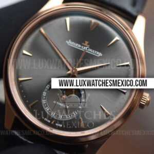 Jaeger LeCoultre Master Ultra Thin Moon con Laminas de Oro Rosa de 18k Mejor Edición Dial Gris con Correa de Cuero Negro