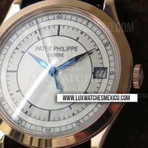 Patek Philippe Calatrava 5296R Oro Rosa 18k Mejor Edición Dial Blanco con Correa de Cuero Negro