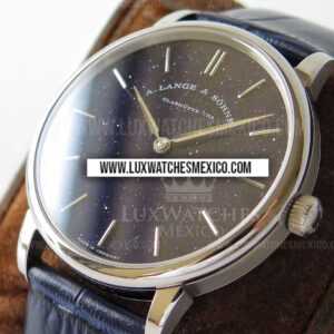A. Lange & Sohne Saxonia Thin de Acero Inoxidable Mejor Edición Dial Azul con Correa de Cuero Azul