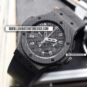 Hublot Big Bang 44 mm All Carbon Chronograph Mejor Edición Dial de Fibra de Carbono con Marcadores Negros con Correa de Caucho Negro