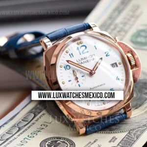 Panerai Luminor Due 42 mm Mejor Edición Dial Blanco con Correa de Cuero Azul