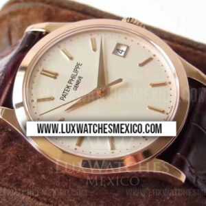Patek Philippe Calatrava 5296R Oro Rosa 18k Mejor Edición Dial Marfil con Correa de Cuero Marrón