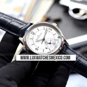 Jaeger LeCoultre Master Geographic de Acero Inoxidable Mejor Edición con Correa de Cuero Azul