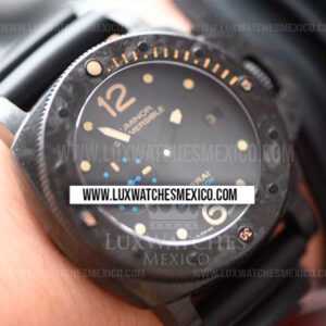 Panerai Luminor Submersible 1950 Carbotech 3 Days Automatic Mejor Edición con Correa de Caucho Negro