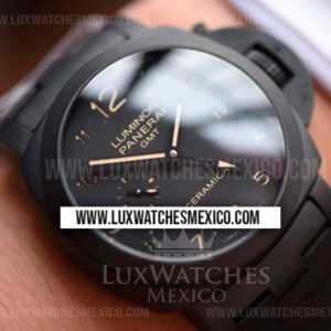 Panerai Luminor 1950 3 Days GMT Automatic Mejor Edición Dial de Cerámica Negra con Pulsera de Cerámica Negra (Pulsera de Cerámica Gratis)