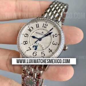 Jaeger LeCoultre Rendez Vous Night & Day de Acero Inoxidable Mejor Edición Bisel Pavimentado de Zirconias con Pulsera de Acero Inoxidable
