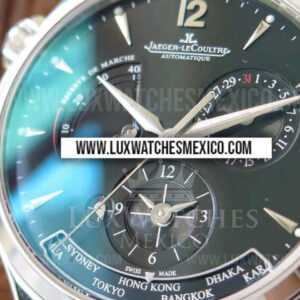 Jaeger LeCoultre Master Geographic de Acero Inoxidable Mejor Edición Dial Negro con Reserva de Energía