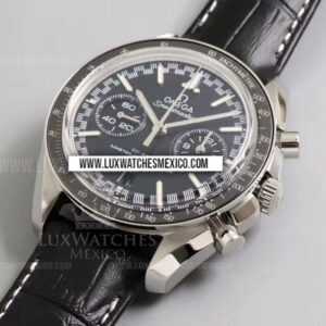 Omega Speedmaster Racing Master Chronometer de Acero Inoxidable Mejor Edición Dial Negro con Correa de Cuero Negro