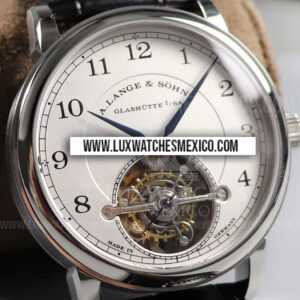A. Lange & Sohne 1815 Tourbillon de Acero Inoxidable Mejor Edición Dial Blanco con Correa de Cuero Negro
