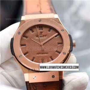 Hublot Classic Fusion 45 mm con Laminas de Oro Rosa de 18k Berluti Scritto Mejor Edición Dial de Cuero Marrón con Correa de Caucho Marrón